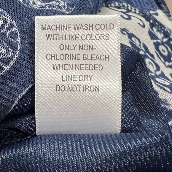 Krazy Kat Blue/White Geometric Flowy Pull On Midi Modest Boho Skirt Size XL - Picture 8 of 8